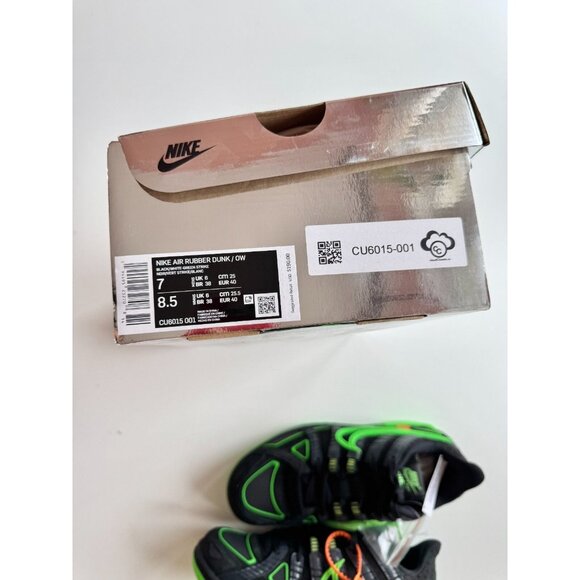 NIB 2020 NIKE x OFF-WHITE Air Rubber Dunk Black Green Strike Sneakers, Size 7 - Picture 16 of 16